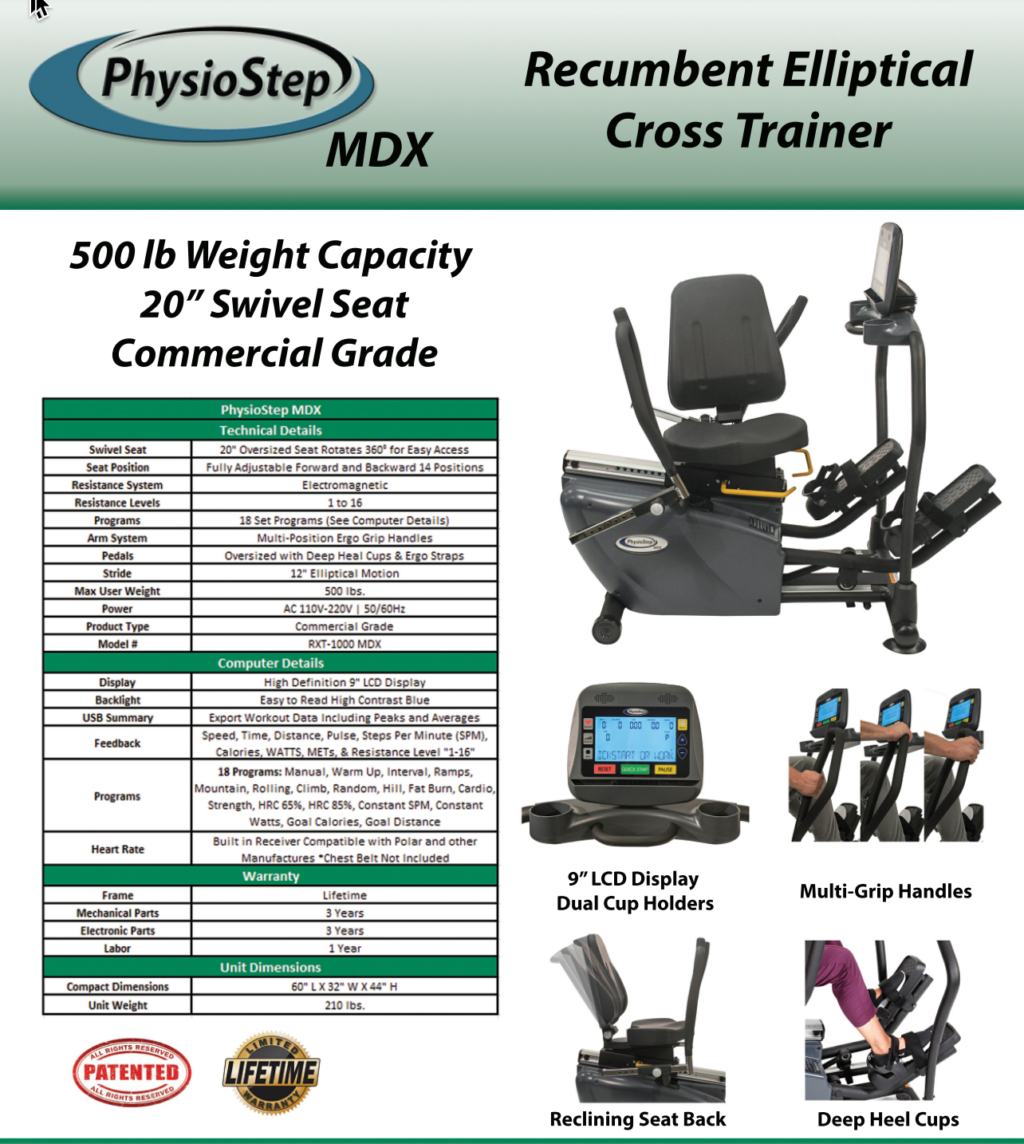 PhysioStep MDX Recumbent Elliptical Cross Trainer