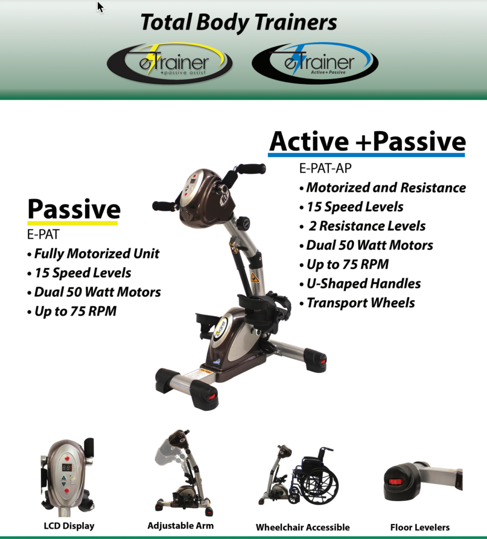 eTrainer Passive Assist Athome Physical Therapy Bike FitTech Services